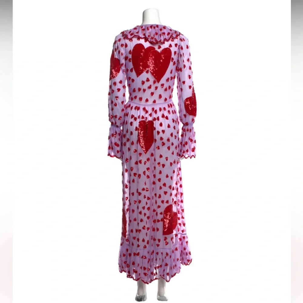 NWOT $2,250 Ashish Valentine Heart embroidered Sequin Organza Wrap Dress in Pink - Picture 5 of 14